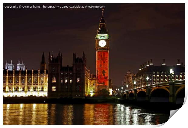 Big Ben with  Falling Poppies Print by Colin Williams Photography