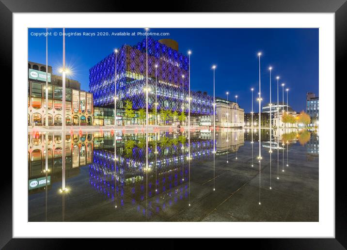 Birmingham City Library Reflections at the blue hour Framed Mounted Print by Daugirdas Racys