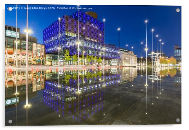 Birmingham City Library Reflections at the blue hour Acrylic by Daugirdas Racys