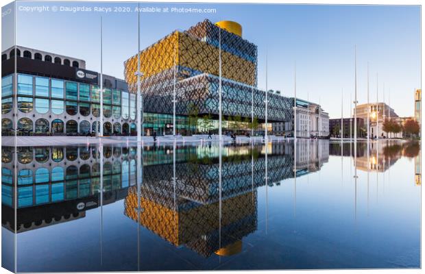 Birmingham City Library Reflections at the evening golden hour Canvas Print by Daugirdas Racys