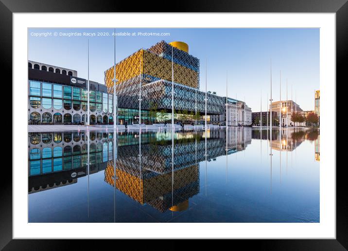 Birmingham City Library Reflections at the evening golden hour Framed Mounted Print by Daugirdas Racys