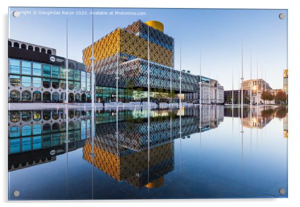 Birmingham City Library Reflections at the evening golden hour Acrylic by Daugirdas Racys
