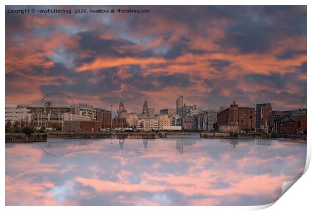 Liverpool Skyline At Sunset Print by rawshutterbug 