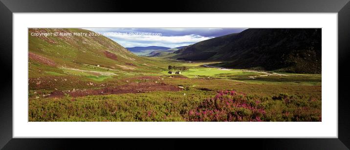 A Panoramic image of Glen Esk, Invermark, Scotland  Framed Mounted Print by Navin Mistry