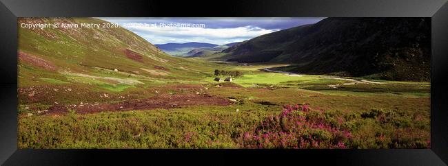 A Panoramic image of Glen Esk, Invermark, Scotland  Framed Print by Navin Mistry