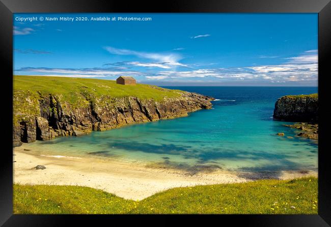 A pristine beach in a secluded bay, Isle of Lewis, Scotland Framed Print by Navin Mistry