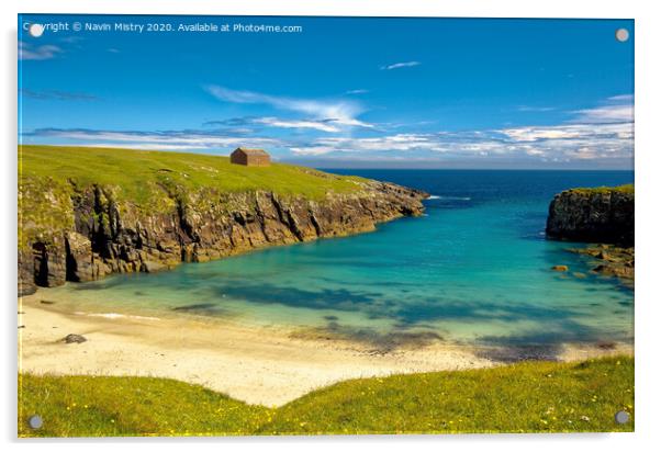 A pristine beach in a secluded bay, Isle of Lewis, Scotland Acrylic by Navin Mistry