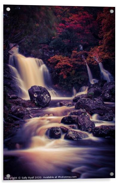 Inversnaid falls Loch Lomond. Acrylic by Sally Ryall