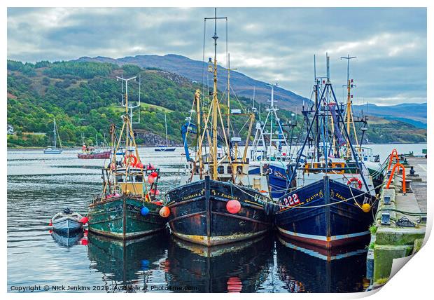 Trawlers berthed at Ullapool Harbour on Loch Broom Print by Nick Jenkins