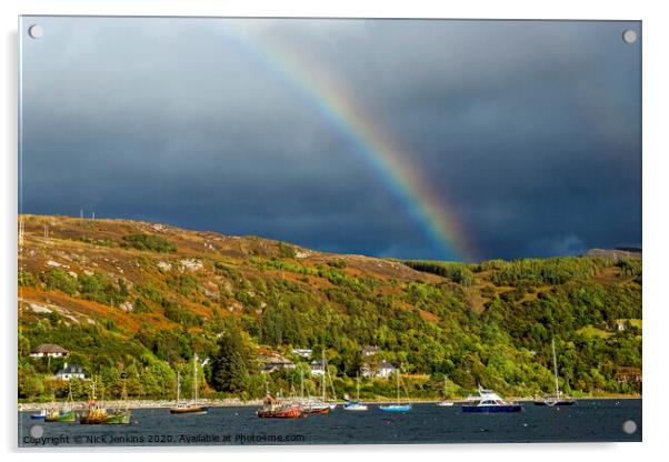 Rainbow over Loch Broom Ullapool Scottish Highland Acrylic by Nick Jenkins