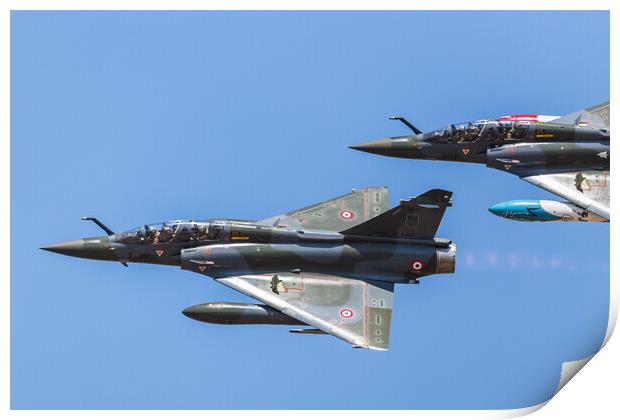 French Mirage 2000D pair Print by Jason Wells