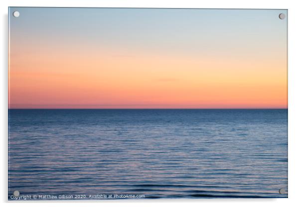 Beautiful Summer landscape sunset image of colorful vibrant sky over calm long exposure sea Acrylic by Matthew Gibson