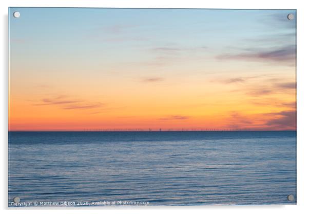 Beautiful Summer landscape sunset image of colorful vibrant sky over calm long exposure sea Acrylic by Matthew Gibson