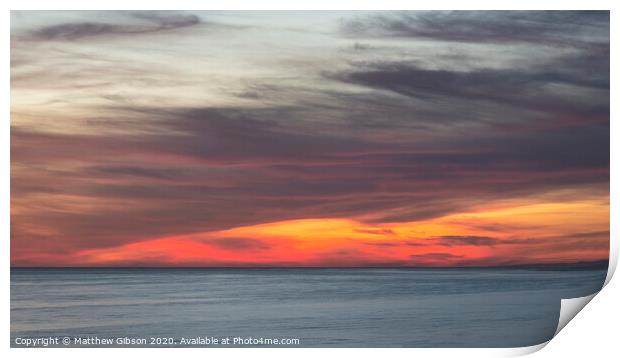 Beautiful Summer landscape sunset image of colorful vibrant sky over calm long exposure sea Print by Matthew Gibson