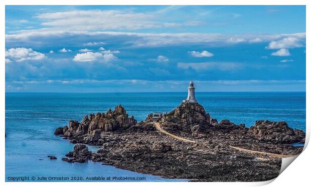 Corbiere Lighthouse Island of Jersey Print by Julie Ormiston