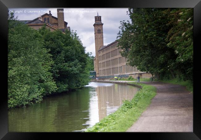 Leeds and Liverpool Canal at Saltaire, West Yorksh Framed Print by Laurence Tobin