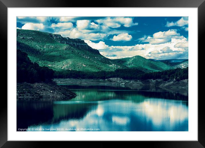Mountains by the lake Framed Mounted Print by Vicente Sargues