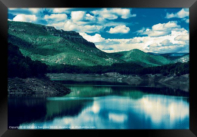 Mountains by the lake Framed Print by Vicente Sargues