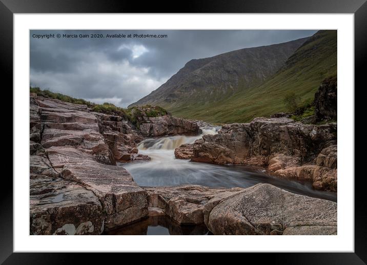River Etive Waterfall Framed Mounted Print by Marcia Reay