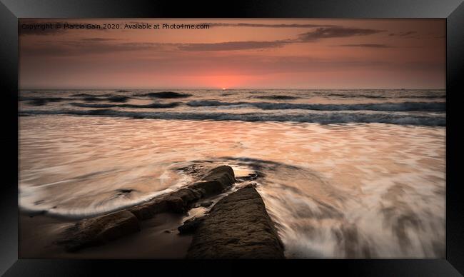 North East coast sunrise Framed Print by Marcia Reay