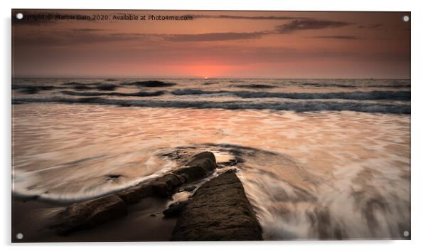 North East coast sunrise Acrylic by Marcia Reay