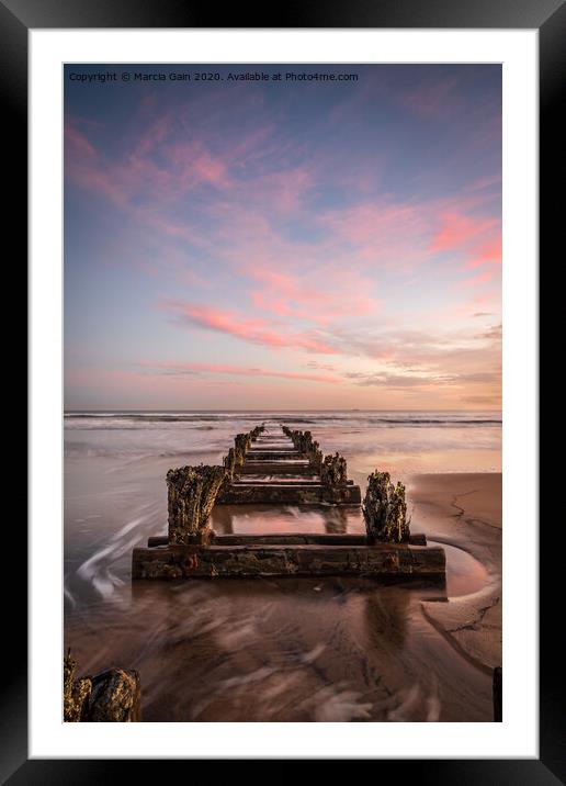 Steetley Beach at sunrise Framed Mounted Print by Marcia Reay