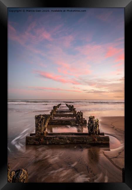 Steetley Beach at sunrise Framed Print by Marcia Reay