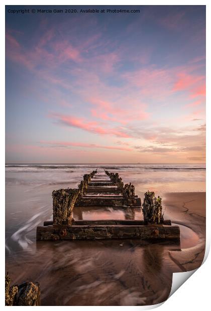 Steetley Beach at sunrise Print by Marcia Reay