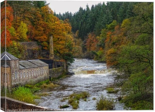 New Lanark Mill at the Falls of Clyde Canvas Print by yvonne & paul carroll
