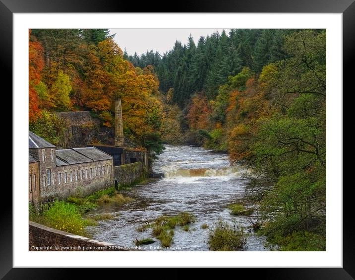 New Lanark Mill at the Falls of Clyde Framed Mounted Print by yvonne & paul carroll