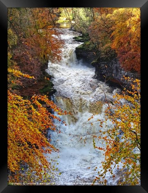Autumn at Cora Linn Falls Framed Print by yvonne & paul carroll