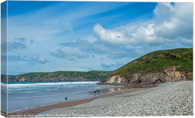 Looking north along Newgale Beach Pembrokeshire Canvas Print by Nick Jenkins