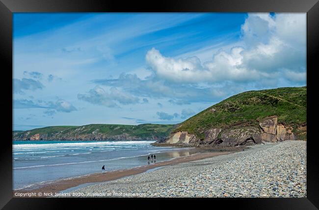 Looking north along Newgale Beach Pembrokeshire Framed Print by Nick Jenkins