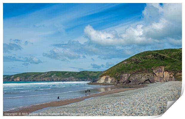 Looking north along Newgale Beach Pembrokeshire Print by Nick Jenkins