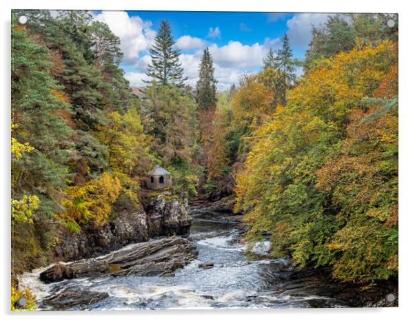 Invermoriston Falls, Highlands, Scotland. Acrylic by Colin Allen