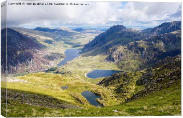 Ogwen Valley Lakes and Mountains Canvas Print by Pearl Bucknall