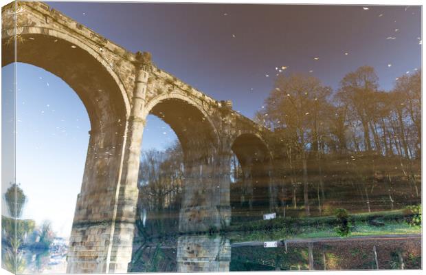 upside down reflection of Knaresborough Viaduct Yorkshire Canvas Print by mike morley
