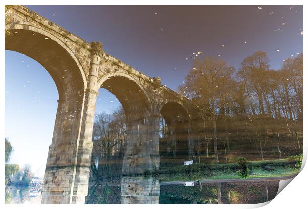 upside down reflection of Knaresborough Viaduct Yorkshire Print by mike morley