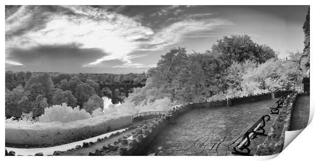 Infra red view of Knaresborough Viaduct Print by mike morley