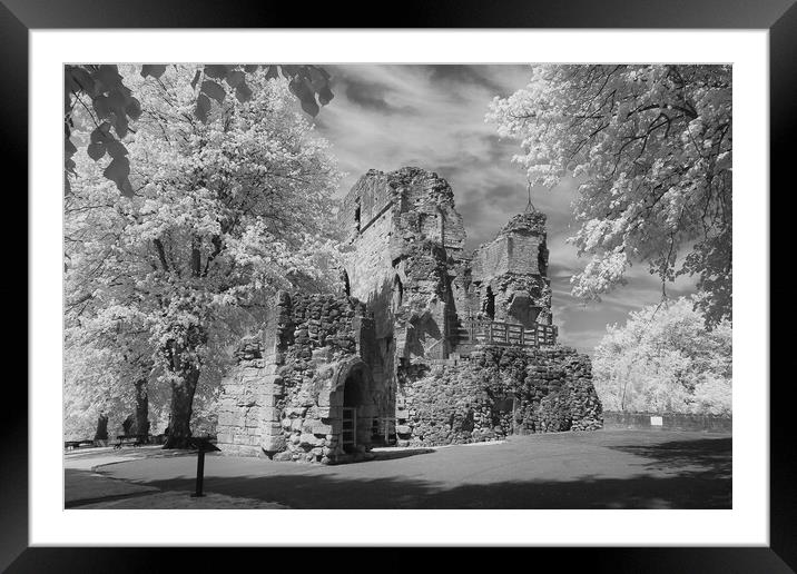 Knaresborough castle in Infra red Framed Mounted Print by mike morley