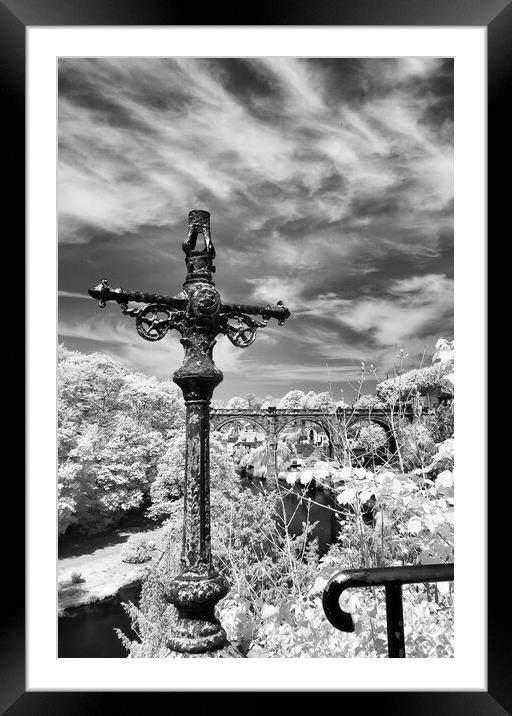 Knaresborough viaduct in Infra red Framed Mounted Print by mike morley