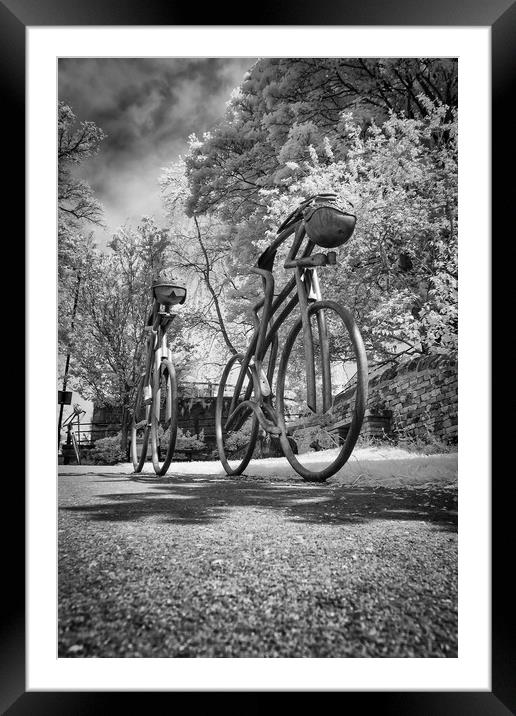 Knaresborough cyclists in Infra red Framed Mounted Print by mike morley