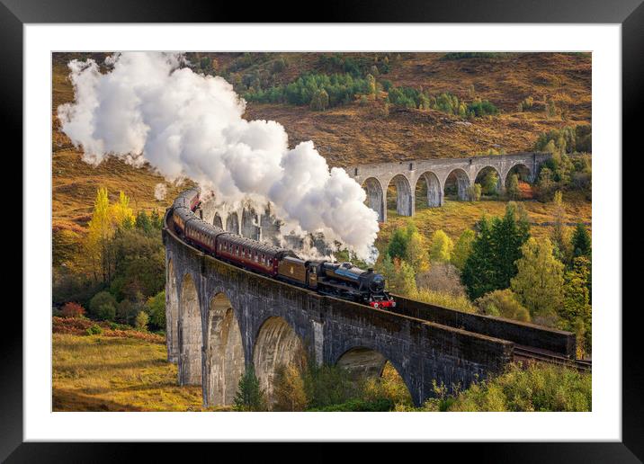 The Jacobite crossing the Glenfinnan Viaduct Framed Mounted Print by Miles Gray