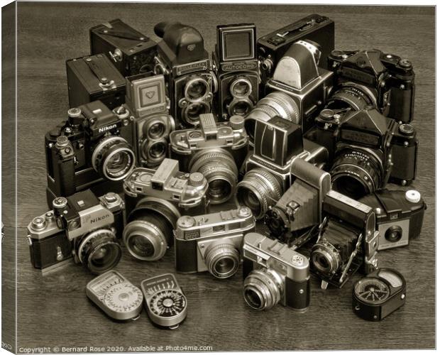 Collection of Film Cameras with sepia tint Canvas Print by Bernard Rose Photography