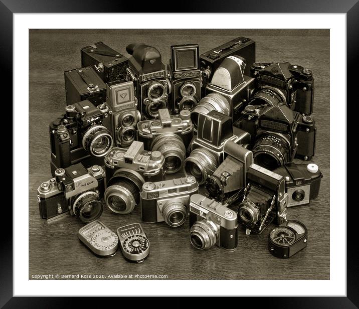 Collection of Film Cameras with sepia tint Framed Mounted Print by Bernard Rose Photography