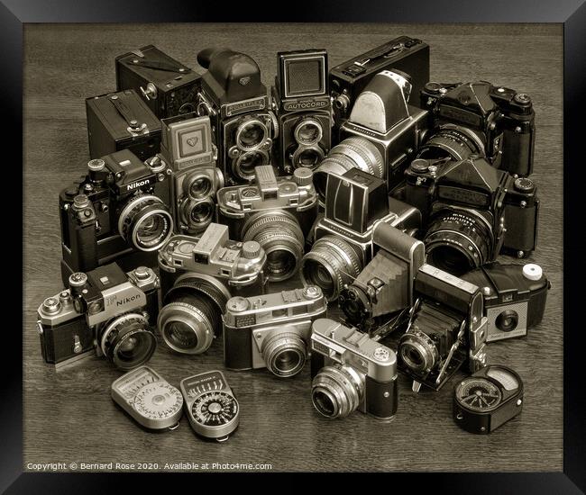 Collection of Film Cameras with sepia tint Framed Print by Bernard Rose Photography