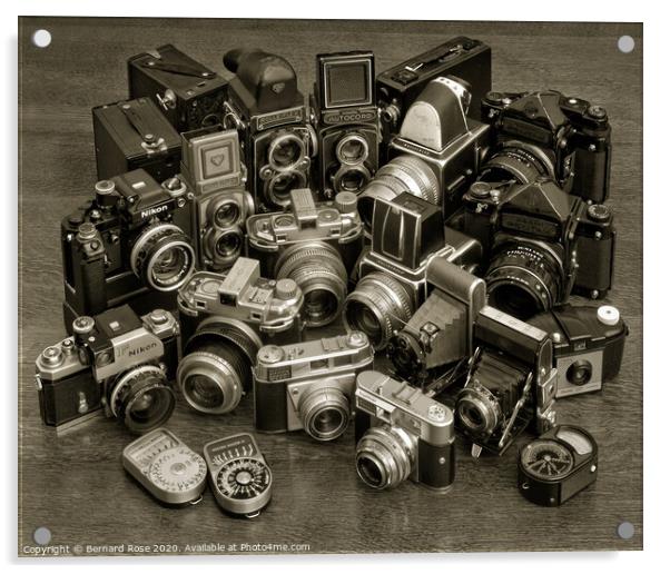 Collection of Film Cameras with sepia tint Acrylic by Bernard Rose Photography