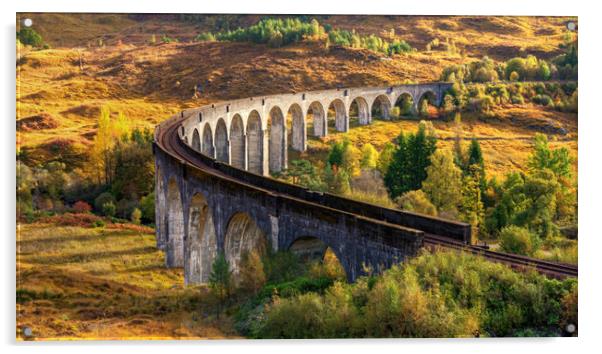 Autumn light at the Glenfinnan Viaduct Acrylic by Miles Gray