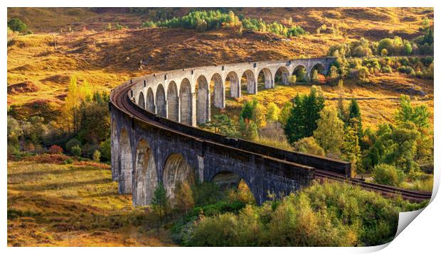 Autumn light at the Glenfinnan Viaduct Print by Miles Gray