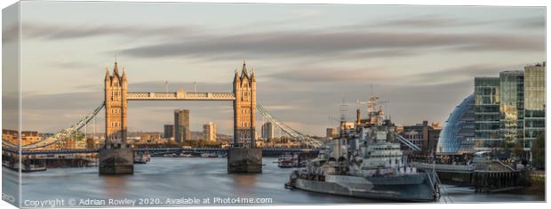 Tower Bridge & HMS Belfast Canvas Print by Adrian Rowley
